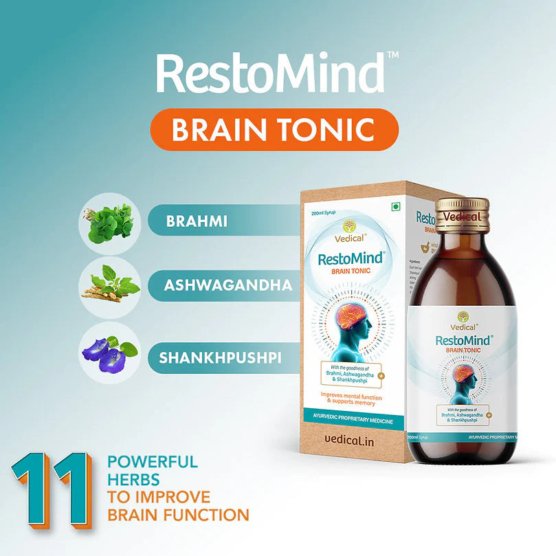 RestoMind® Syrup – Ayurvedic Medicine for Stress Relief & Memory Enhancer 200 ml